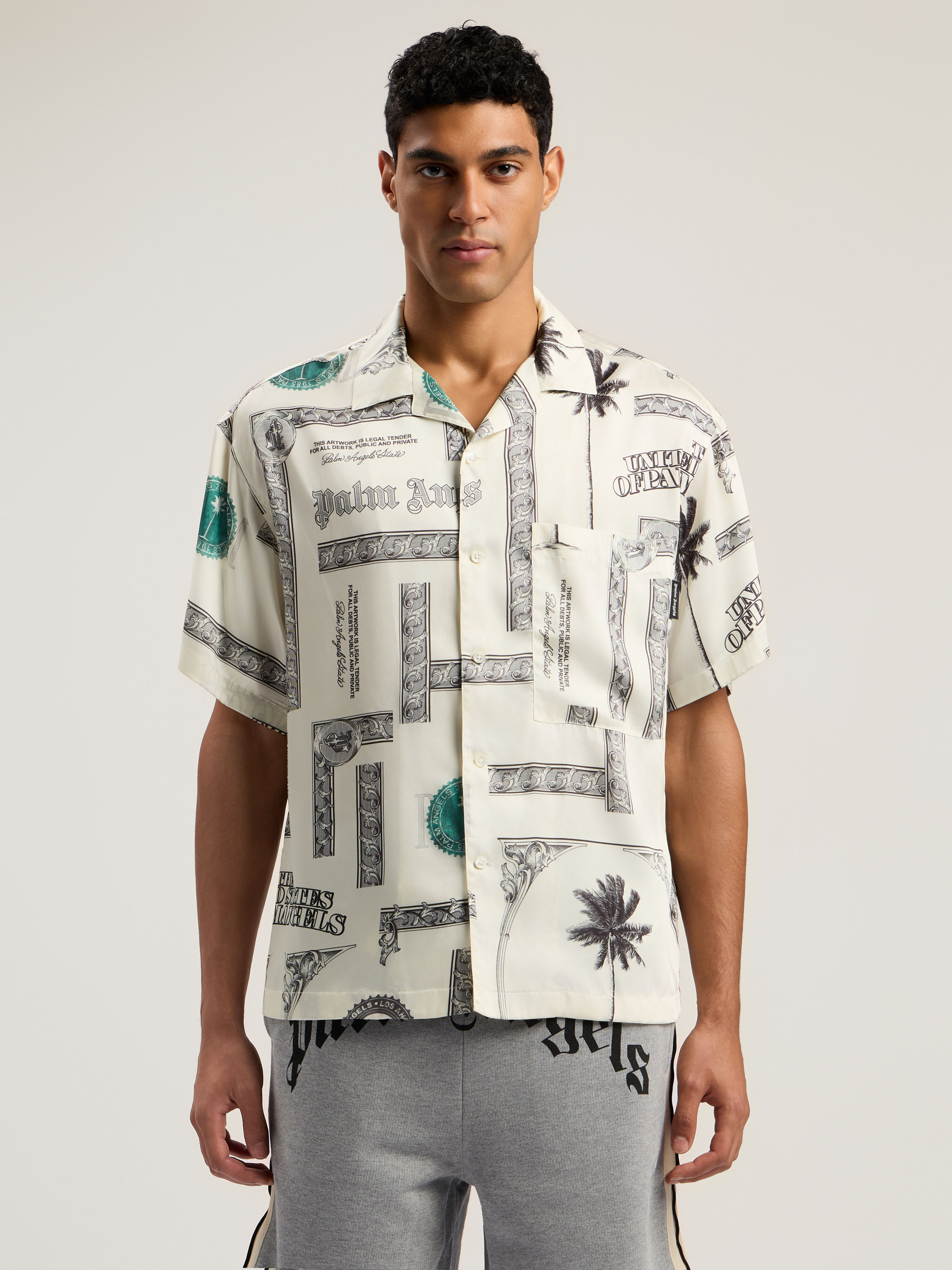 PALM ANGELS Pa Dollar Bowl Shirt IVORY - BLACK PMGG00DF25FAB003