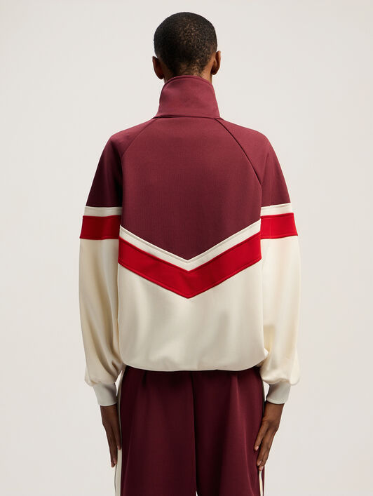 PALM ANGELS Colorblock Anorak Track Jacket BURGUNDY - OFF WHITE PWBD067F25FAB001
