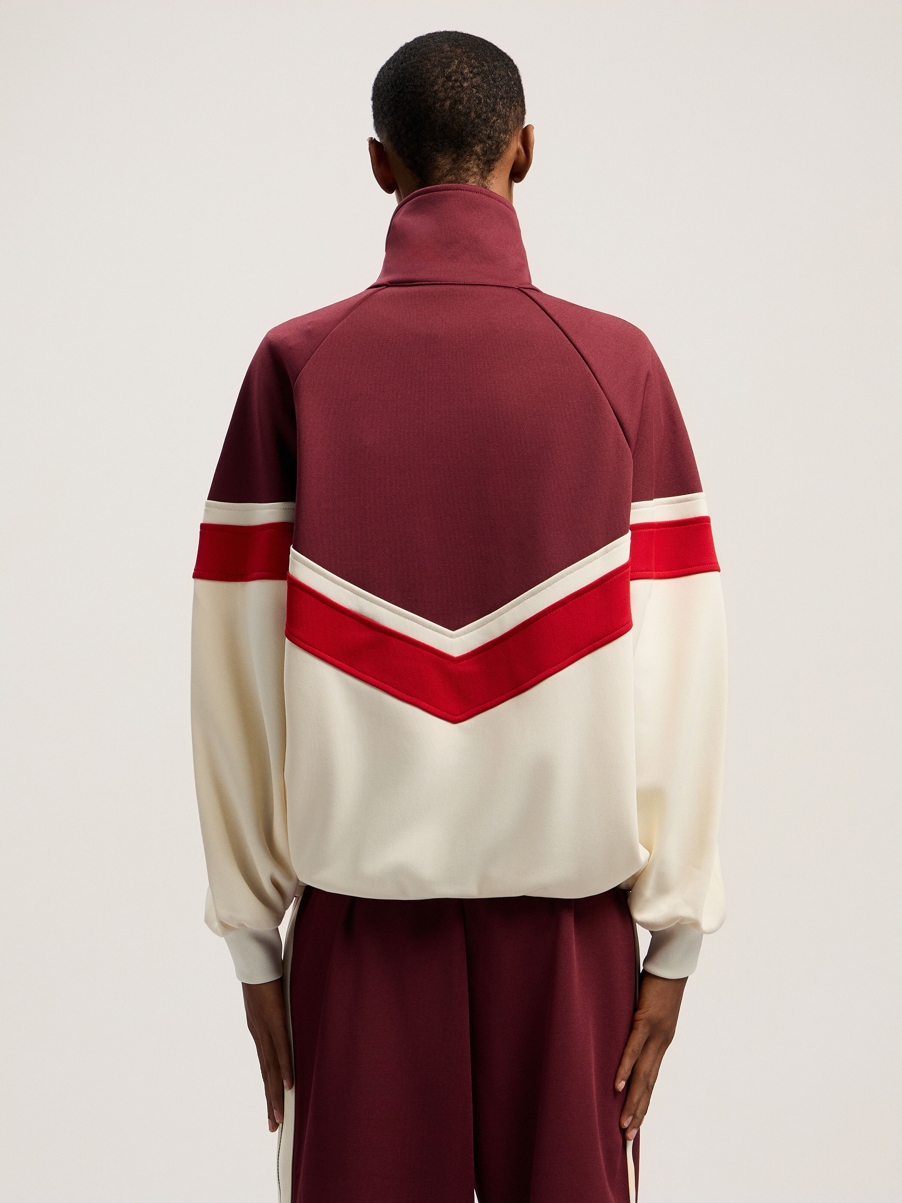PALM ANGELS Colorblock Anorak Track Jacket BURGUNDY - OFF WHITE PWBD067F25FAB001
