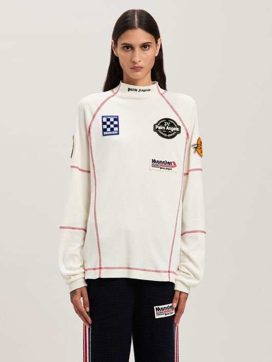 PALM ANGELS  Langärmliches Racing T-Shirt Moncler x Palm Angels WHITE - BLACK PMAB057T25FAB001