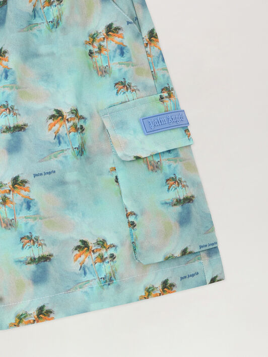 PALM ANGELS Aop Palms Cargo Short BLU BIMBO/ BABY BLUE PBCS002S26FAB001