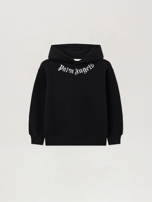 PALM ANGELS Neck Logo Brushed Hoodie NERO/BLACK PBBB012S26FLE003