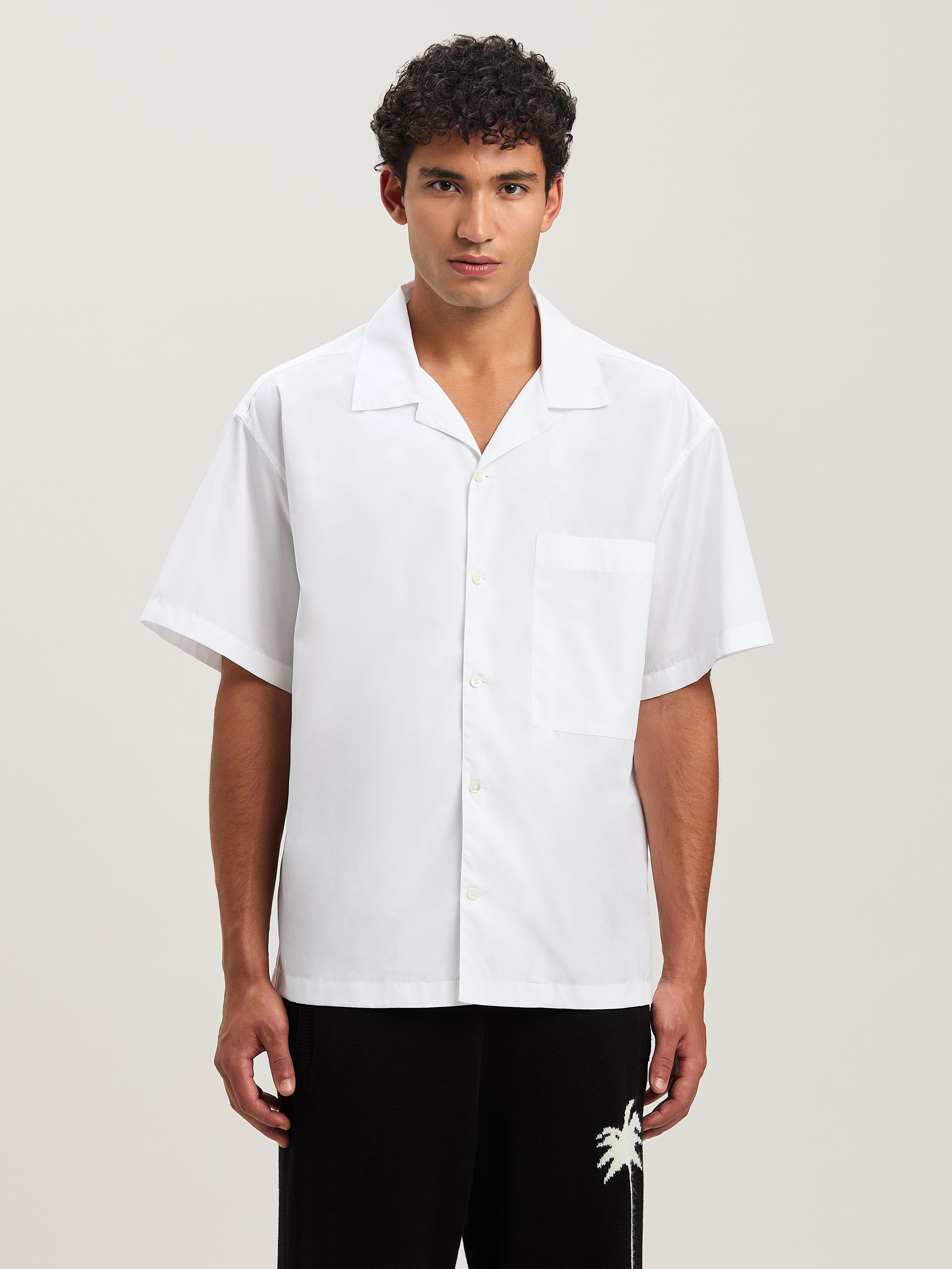 PALM ANGELS  Curved Logo short sleeves shirt WHITE - BLACK PMGG00AS25FAB004
