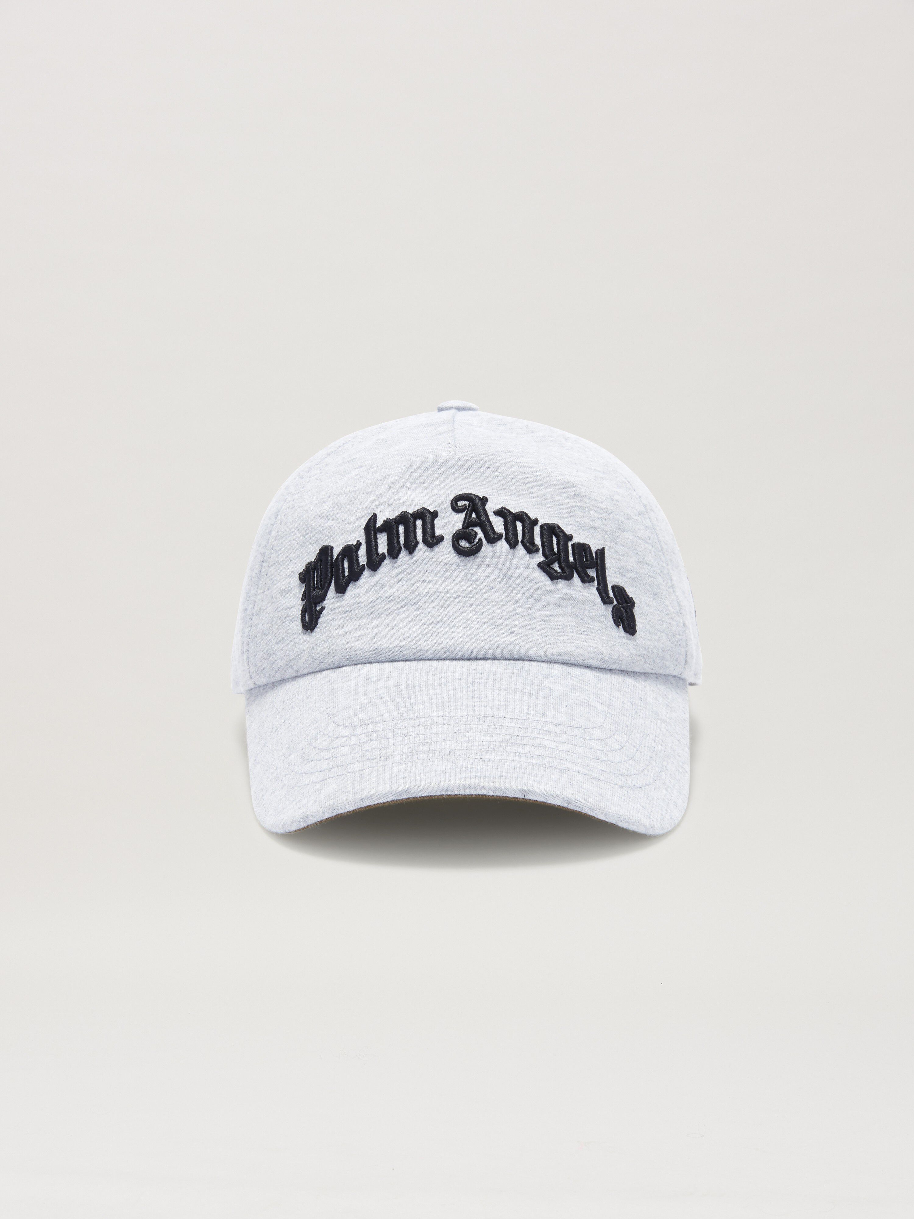 PALM ANGELS  Embroidered Curved Logo baseball cap GREY MELANGE - BLACK PMLB10AS25FAB001