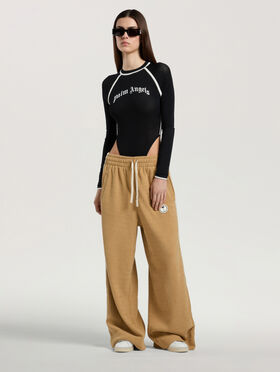 PALM ANGELS Palm Tree Chenille Loose Track Pants KAKI - OFF WHITE PAWCJ01W26FB01