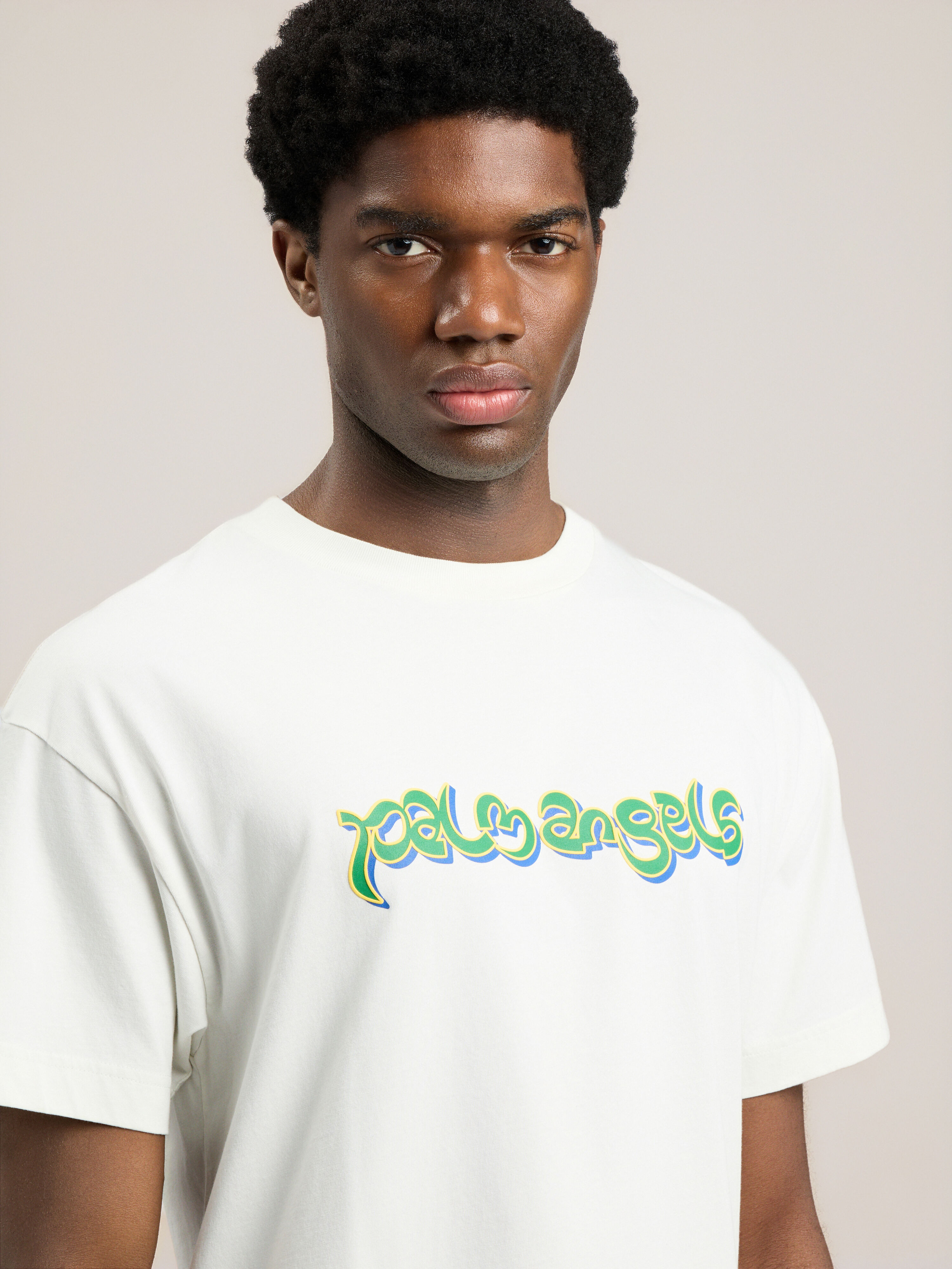 PALM ANGELS Thai Logo T-Shirt OFF WHITE GREEN PMAA109S26JER009