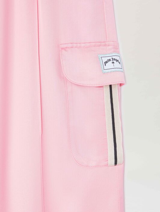PALM ANGELS  Satiin Cargo Track Pants ROSE PINK SAND PGCF004S25FAB001