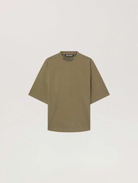 PALM ANGELS Classic Logo Oversized  T-Shirt OLIVE GREEN - BLACK PAMAA05F26JR02
