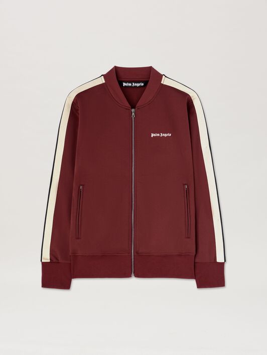 PALM ANGELS  Embroidered Logo Track Jacket BURGUNDY - OFF WHITE PMBD061S25FAB001