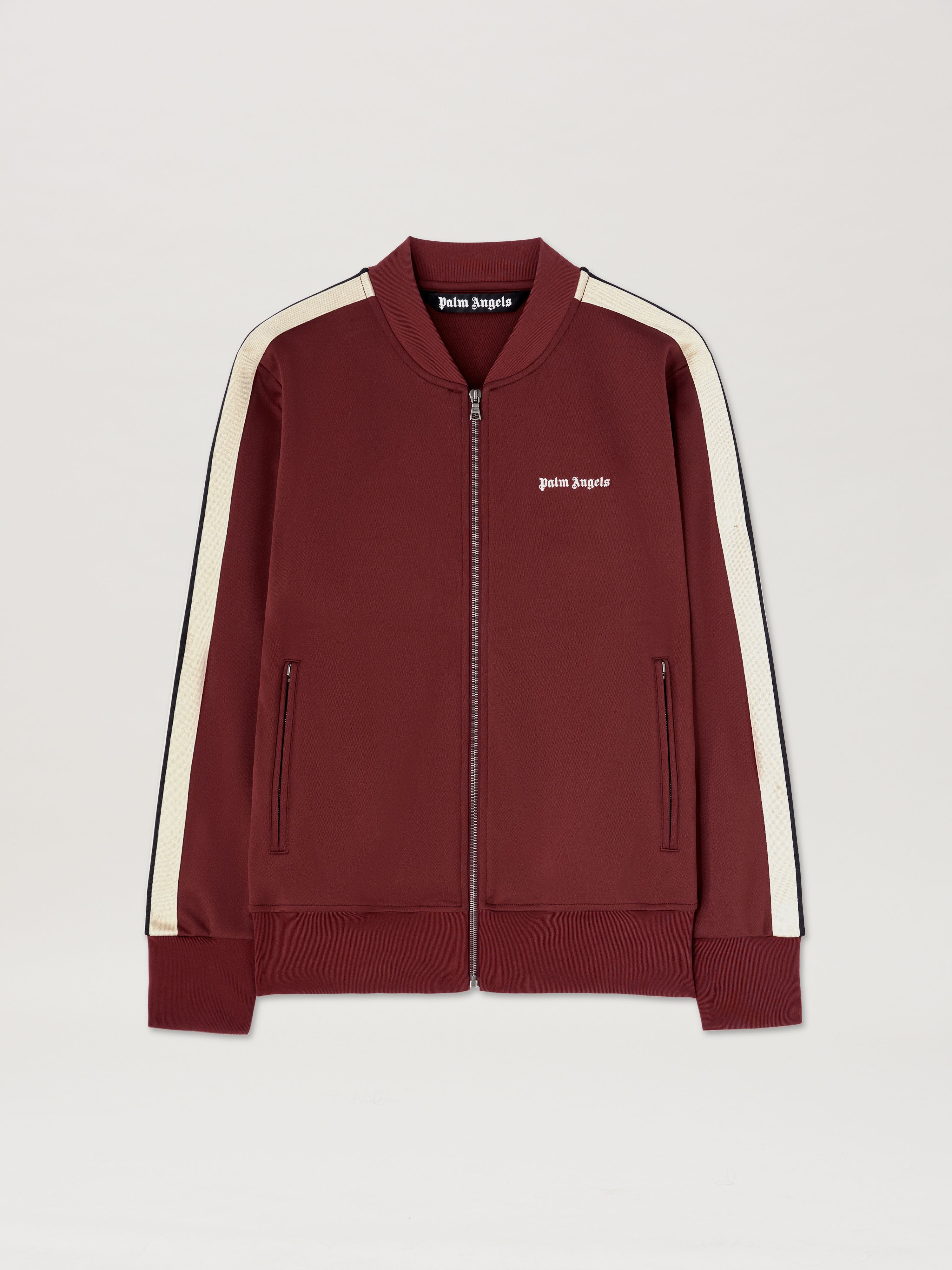 PALM ANGELS  Embroidered Logo Track Jacket BURGUNDY - OFF WHITE PMBD061S25FAB001