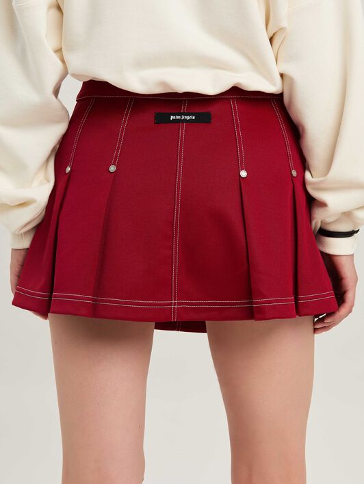 PALM ANGELS  Pleated Mini Skirt RED - RED PWCC085S25FAB001