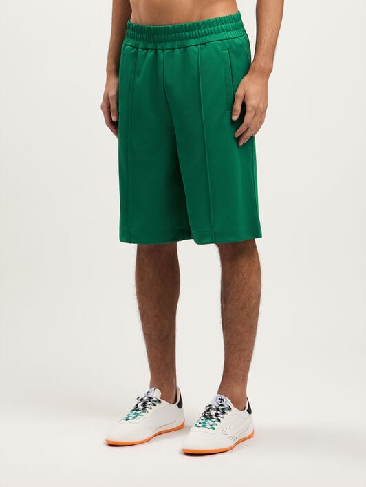 Back Curved Logo Track Shorts PALM ANGELS Back Curved Logo Track Shorts GREEN BLACK PMCL00AS26FAB001