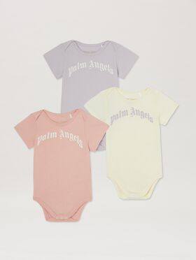 PALM ANGELS  3 Pack bodysuits LIGHT BLUE OFFWHITE PB2X017S25JER001