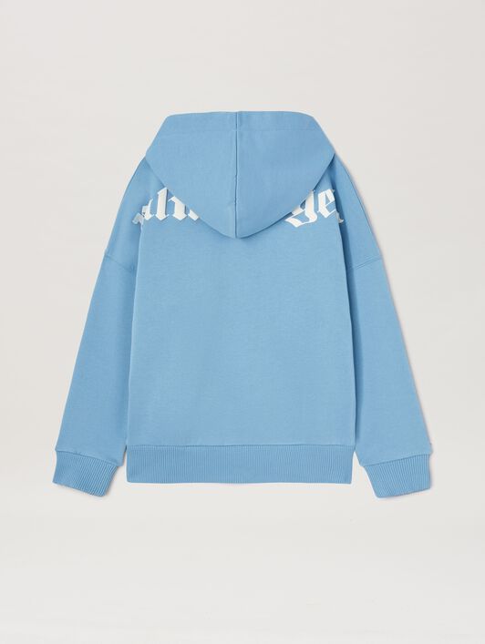 PALM ANGELS  Klassischer Hoodie mit Logo DUSTY BLUE OFF WHITE PBBB011C99FLE002