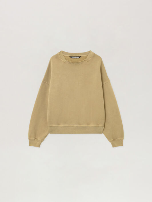 Curved Logo Loose Collar Crew PALM ANGELS Curved Logo Loose Collar Crew ARMY GREEN - DARK GREEN PMBA08KF25FLE001