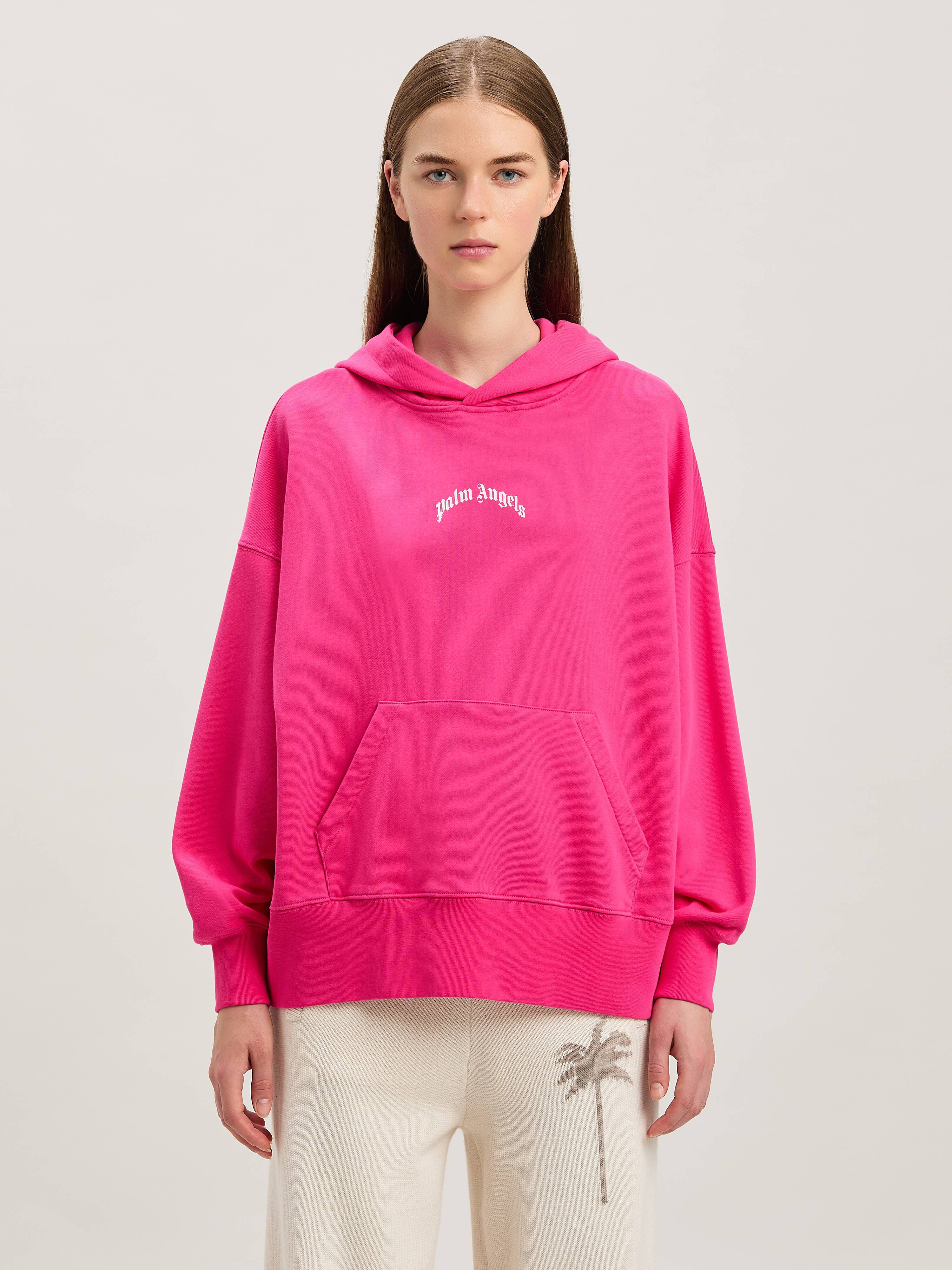 PALM ANGELS  Curved logo hoodie FUCHSIA - SOFT PINK PWBB074S25FLE001