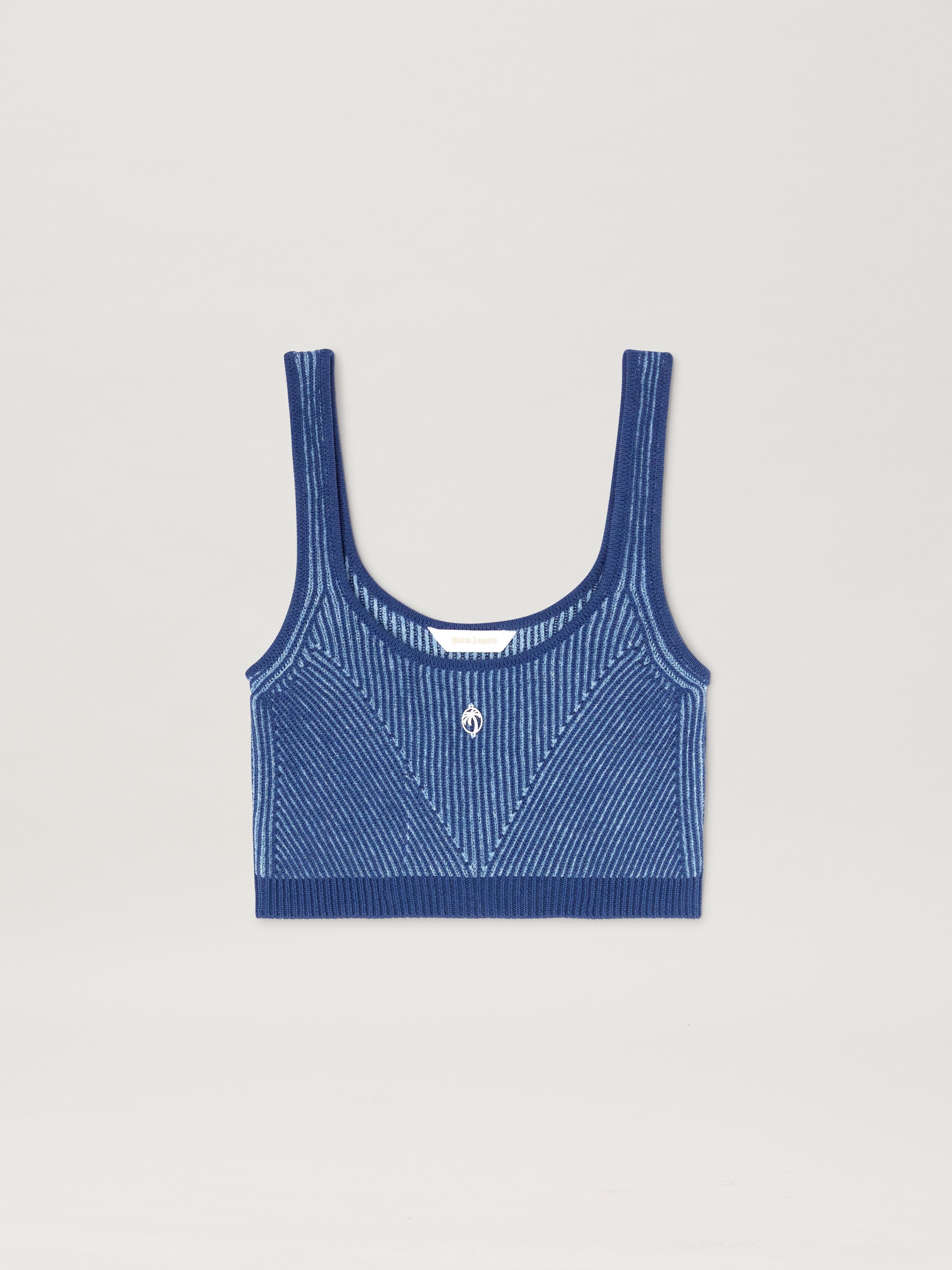 PALM ANGELS  Rib Tank Top INDIGO BLUE - LIGHT BLUE PWHT026S25KNI001