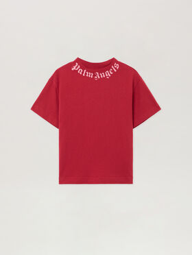 PALM ANGELS Neck Logo Reg.Tshirt S/S BRICK RED - PGAA002F25JER008