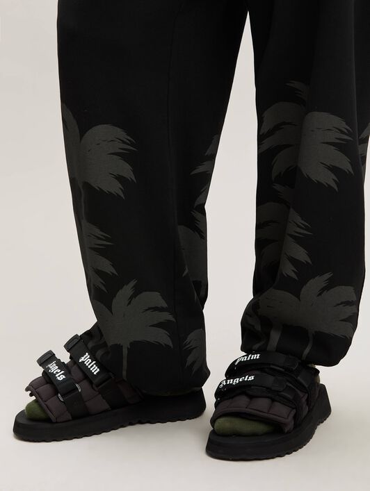 PALM ANGELS  Palms print sweatpants VINTAGE BLACK - VINTAGE BLACK PMCH025S25FLE001