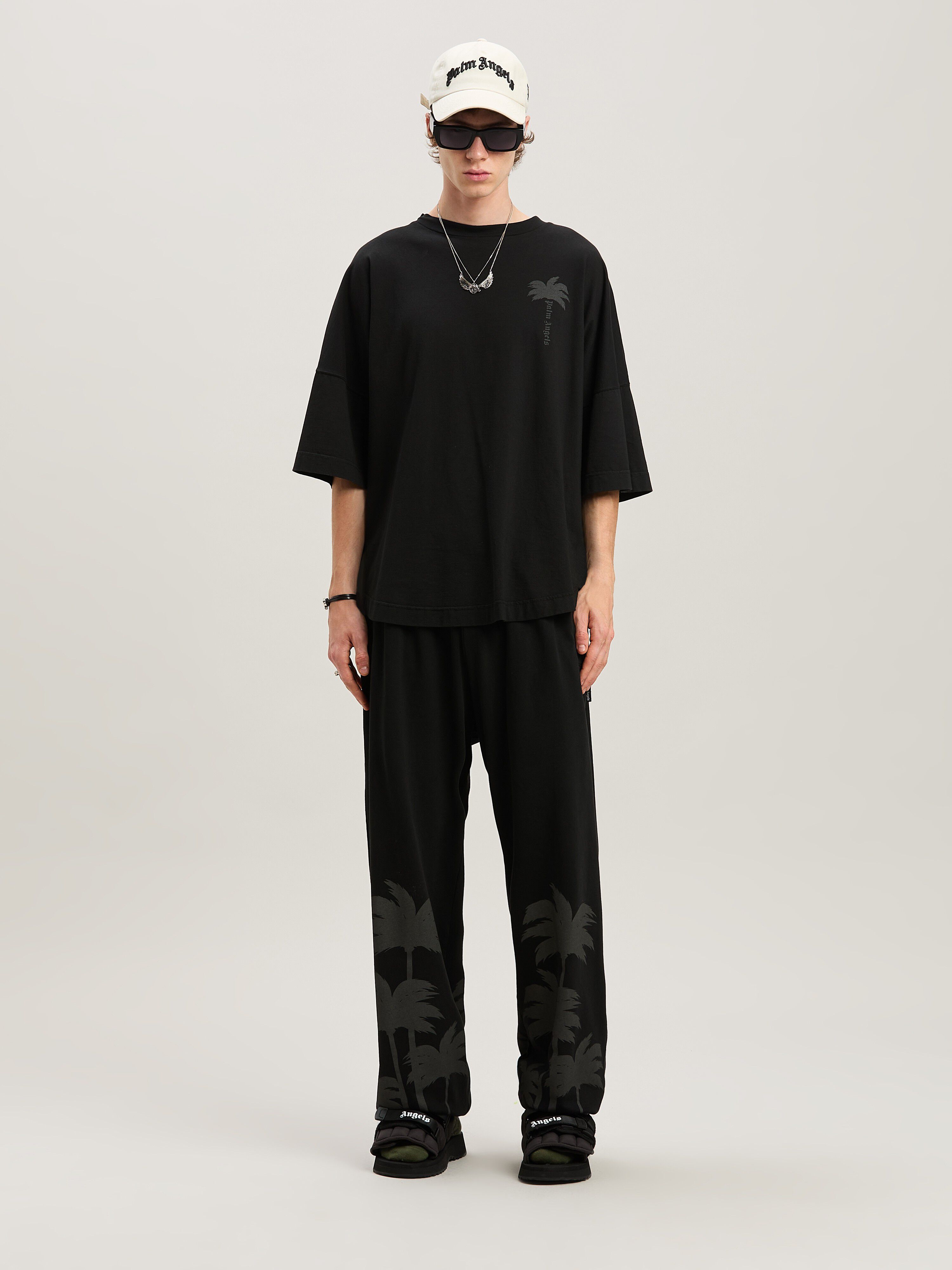 PALM ANGELS  Palms Over T-Shirt VINTAGE BLACK - VINTAGE BLACK PMAA002S25JER004