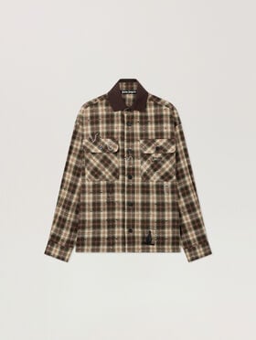 PALM ANGELS Surfer Dream Check Loose Shirt MULTICOLOR - BLACK PAMGE05F26FB02