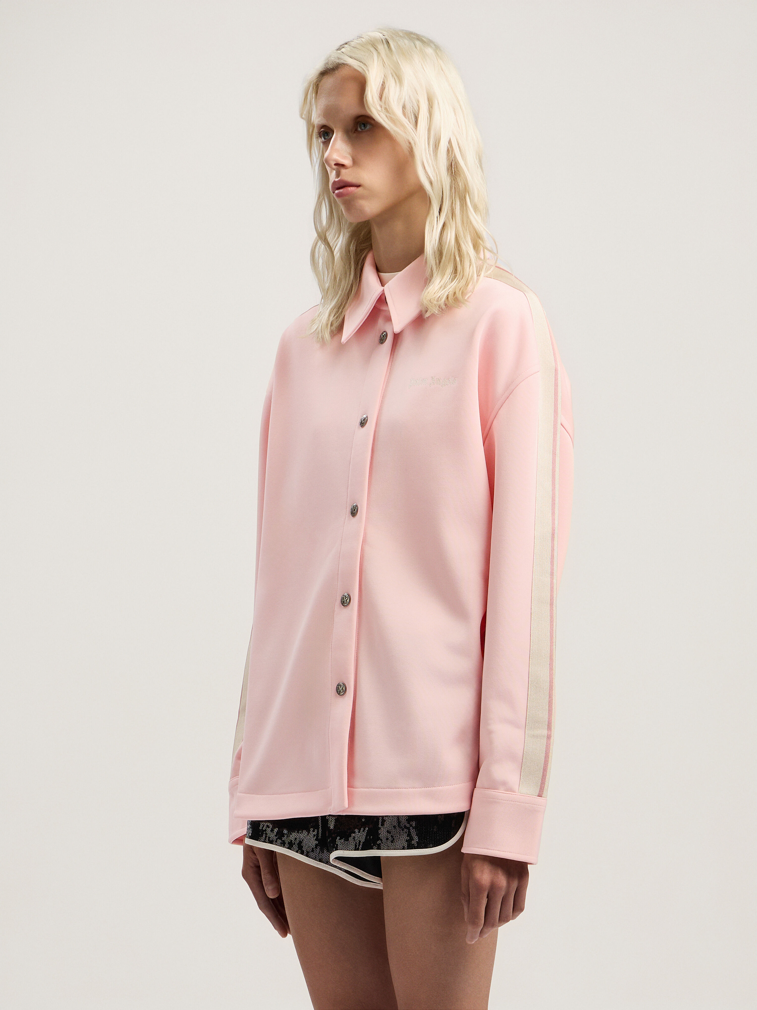 PALM ANGELS Classic Logo Tonal Track Shirt PINK - OFF WHITE PWGA050F25FAB001