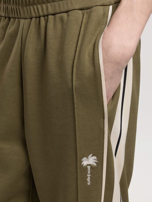 Palm Tree Striped Track Pants PALM ANGELS Palm Tree Striped Track Pants OLIVE GREEN - OFF WHITE PAMCJ09W26FB01