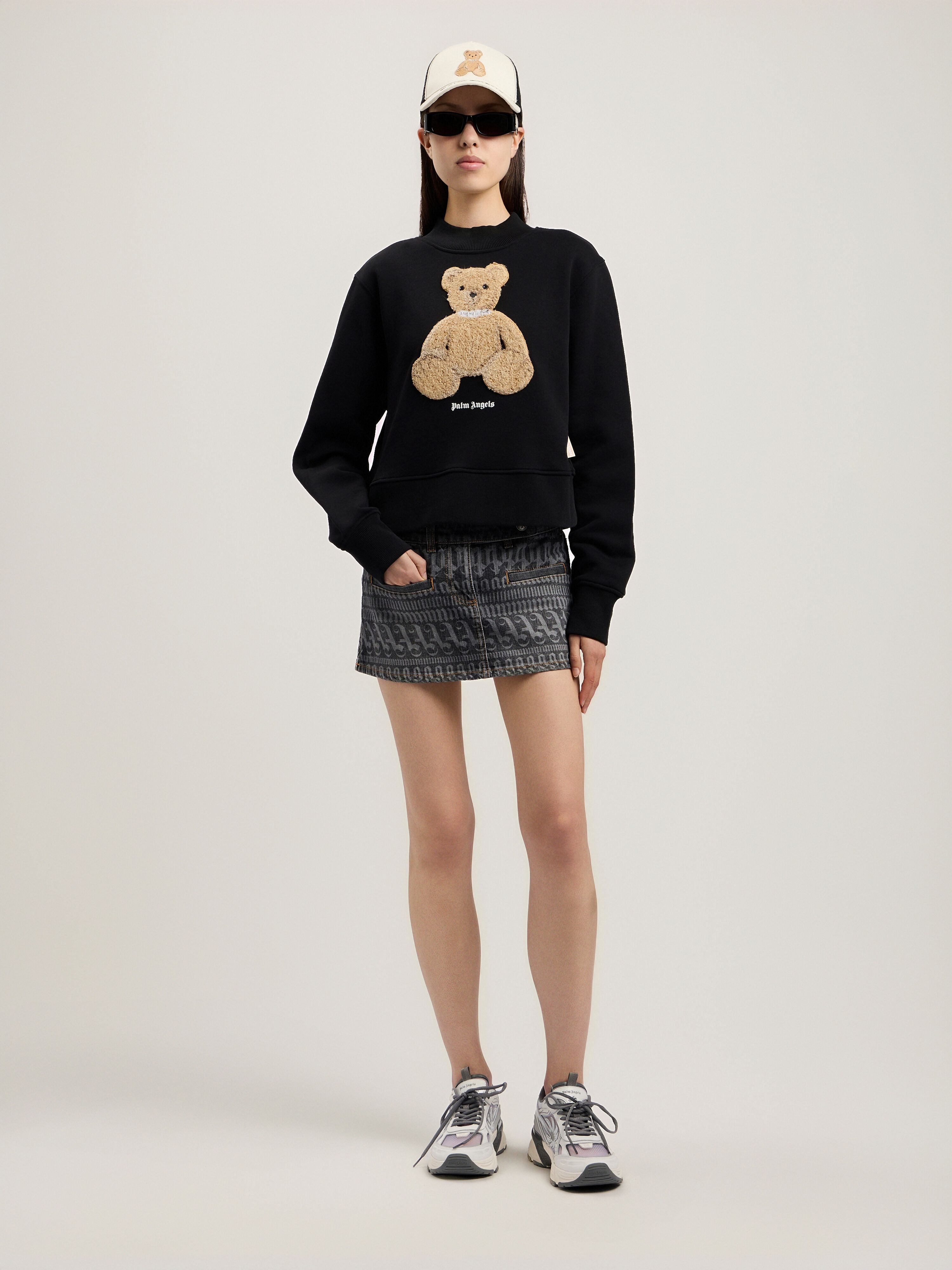 Bear Fitted Sweatshirt in BLACK BROWN for Women | Palm Angels®