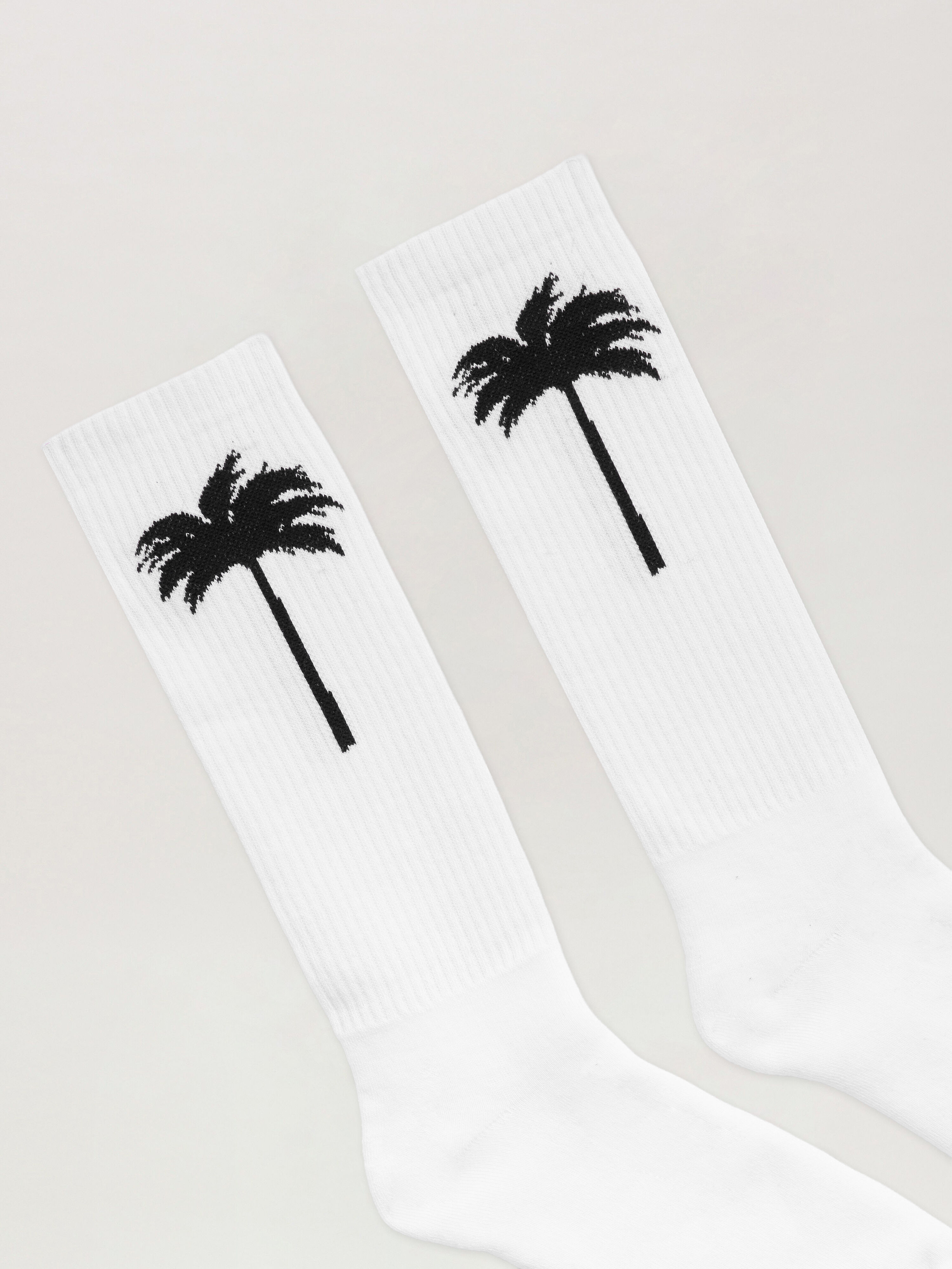 PALM ANGELS Palm Tree Logo Socks WHITE BLACK PMRA001C99FAB003