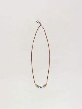 PALM ANGELS Wings Cord Necklace SILVER - BROWN PMOB12FF25MAT001