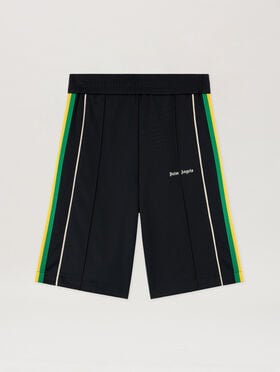 PALM ANGELS Classic Logo Vintage Track Shorts BLACK OFF WHITE PMCL00CS26FAB002