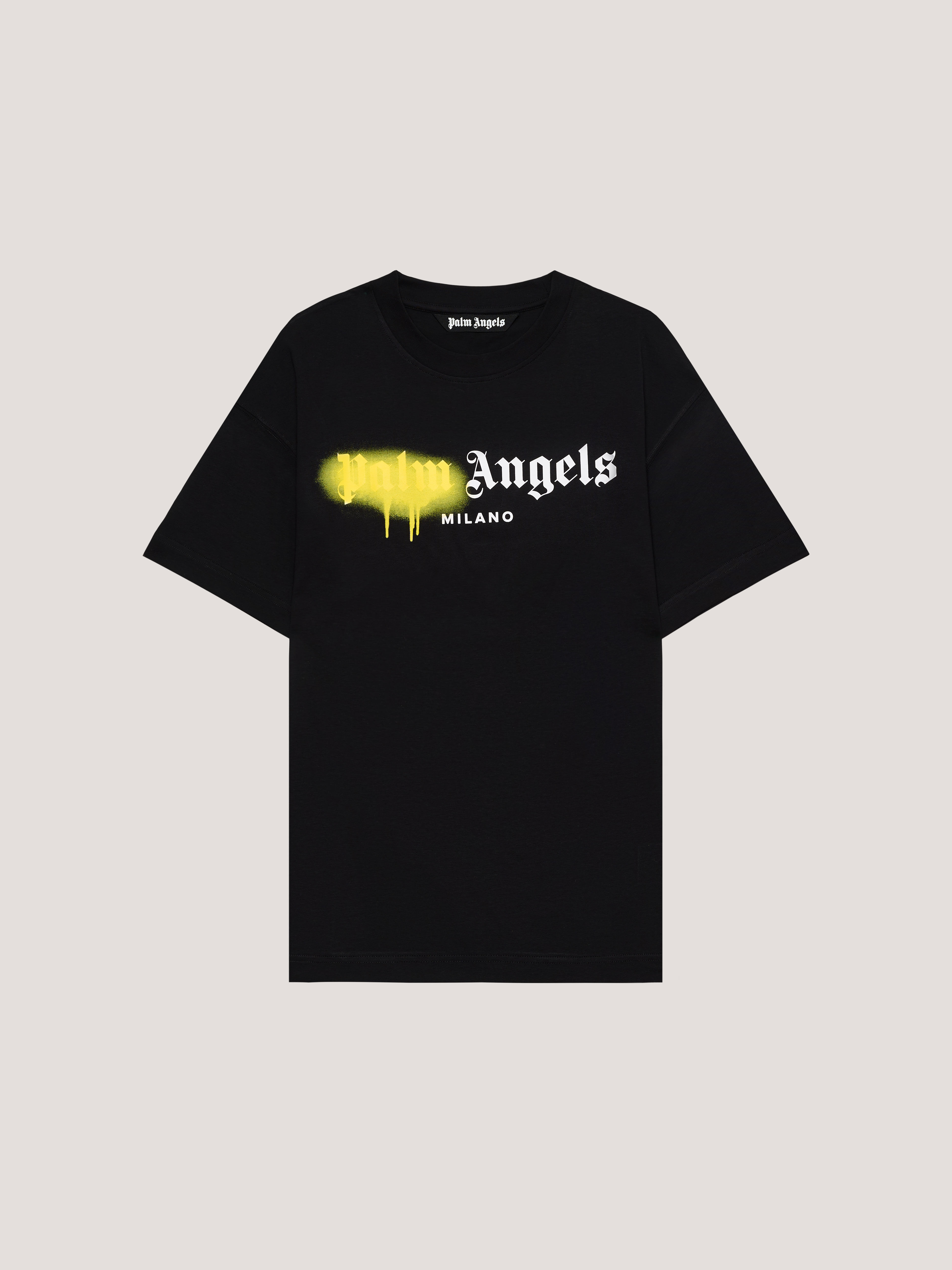 Spray City Milan T-Shirt in Black/Yellow for Men | Palm Angels®