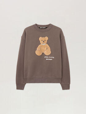PALM ANGELS Bear In Mind Crewneck Sweatshirt DARK GREY - BROWN PMBA08HF25FLE004
