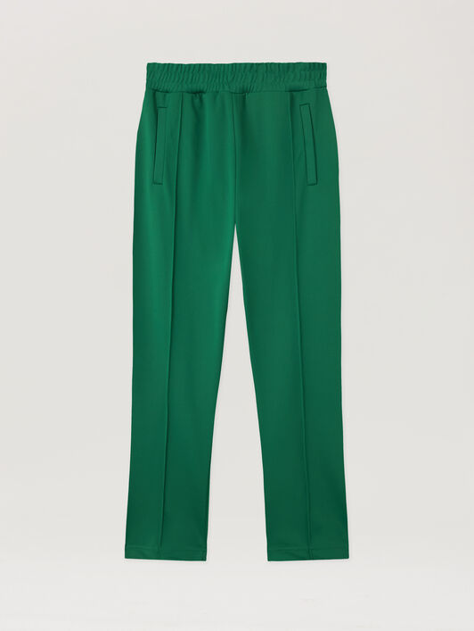 PALM ANGELS Back Curved Logo Track Pants GREEN BLACK PMCJ048S26FAB001