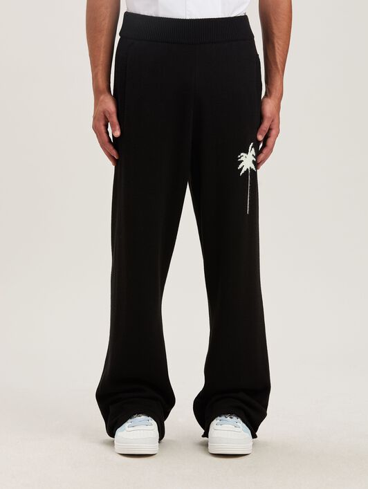 PALM ANGELS  Palm Inlay knit pants BLACK - OFF WHITE PMHG021S25KNI001