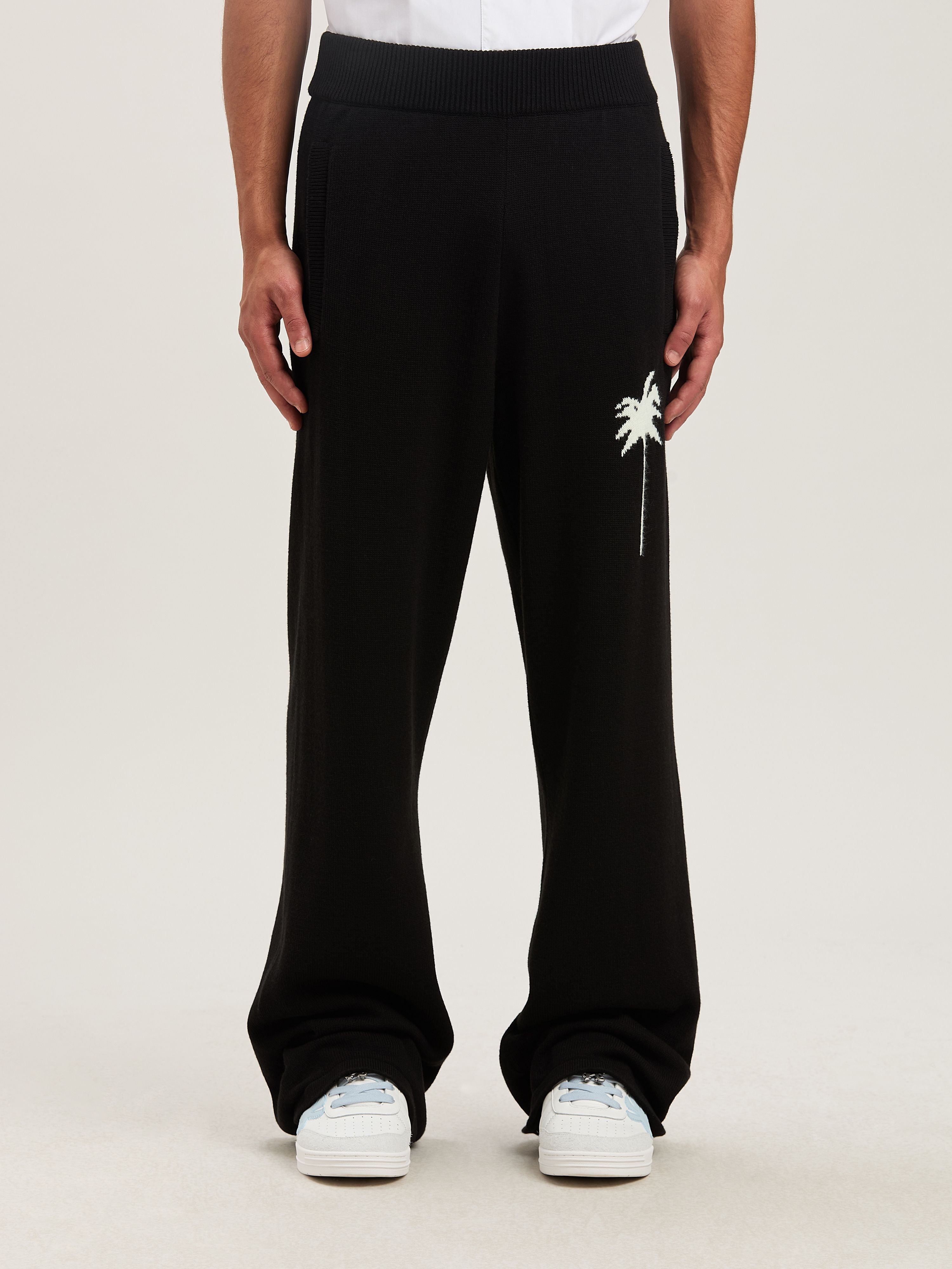 PALM ANGELS  Palm Inlay knit pants BLACK - OFF WHITE PMHG021S25KNI001