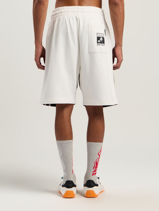 PALM ANGELS Decoding Palm Culture Sweatshort OFF WHITE - BLACK PMCI019F25FLE002