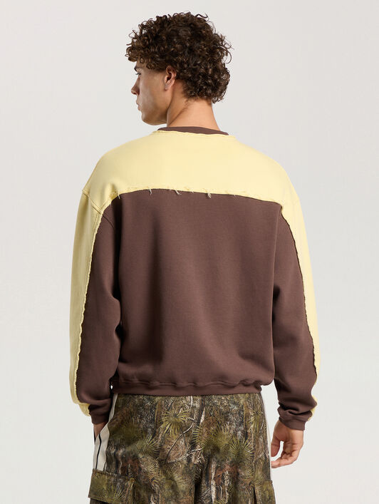 PALM ANGELS Vintage Logo Crewneck Sweatshirt BROWN - LIGHT YELLOW PAMBA06F26FL01
