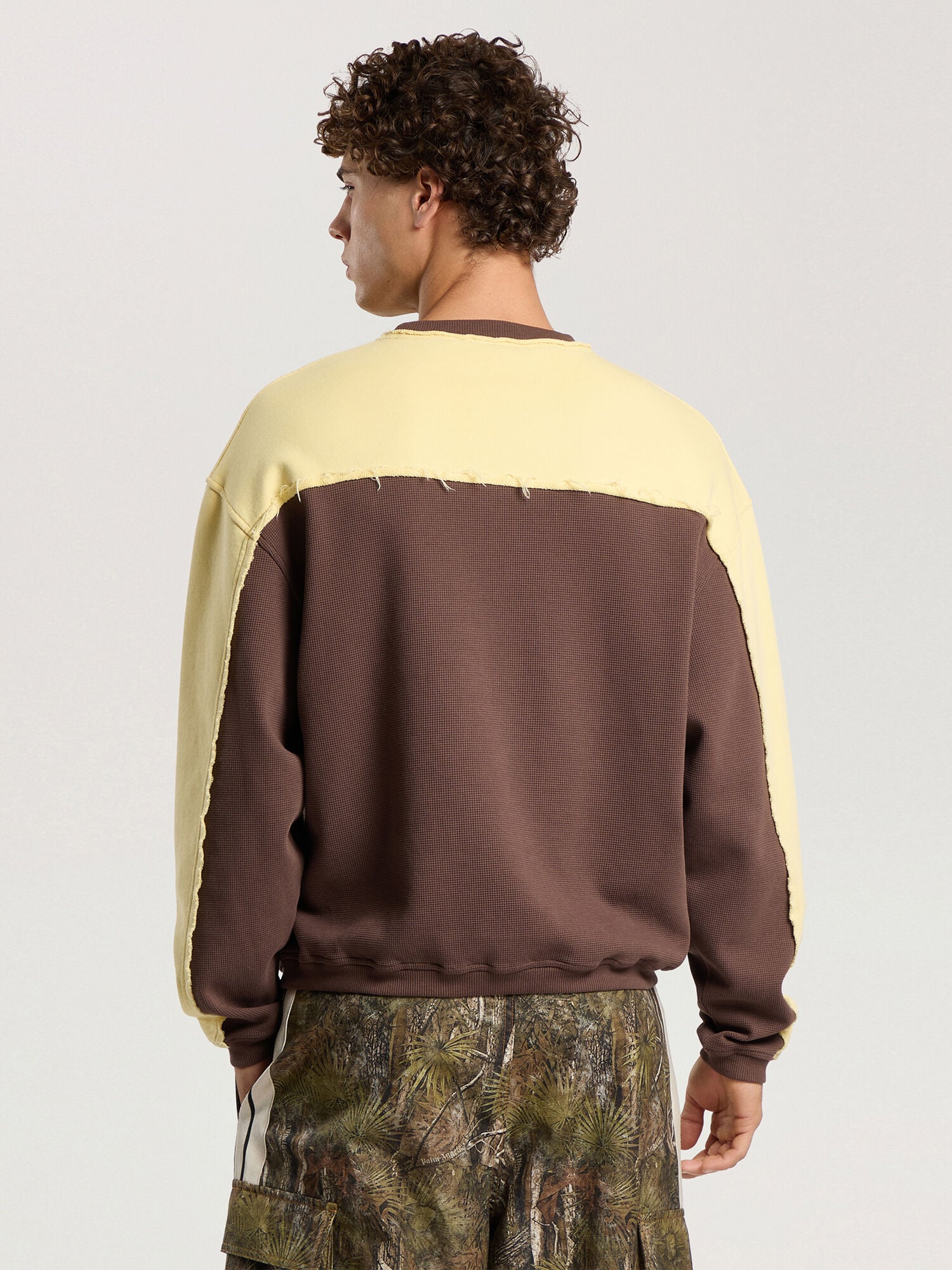 PALM ANGELS Vintage Logo Crewneck Sweatshirt BROWN - LIGHT YELLOW PAMBA06F26FL01