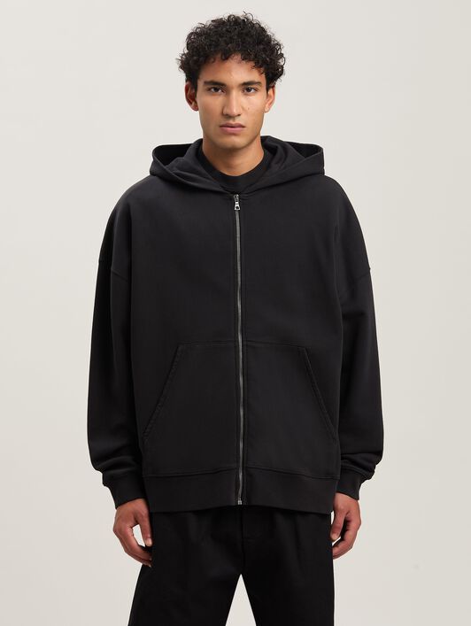 PALM ANGELS  Hoodie mit geschwungenem Logo und Reißverschluss BLACK - OFF WHITE PMBE016S25FLE003