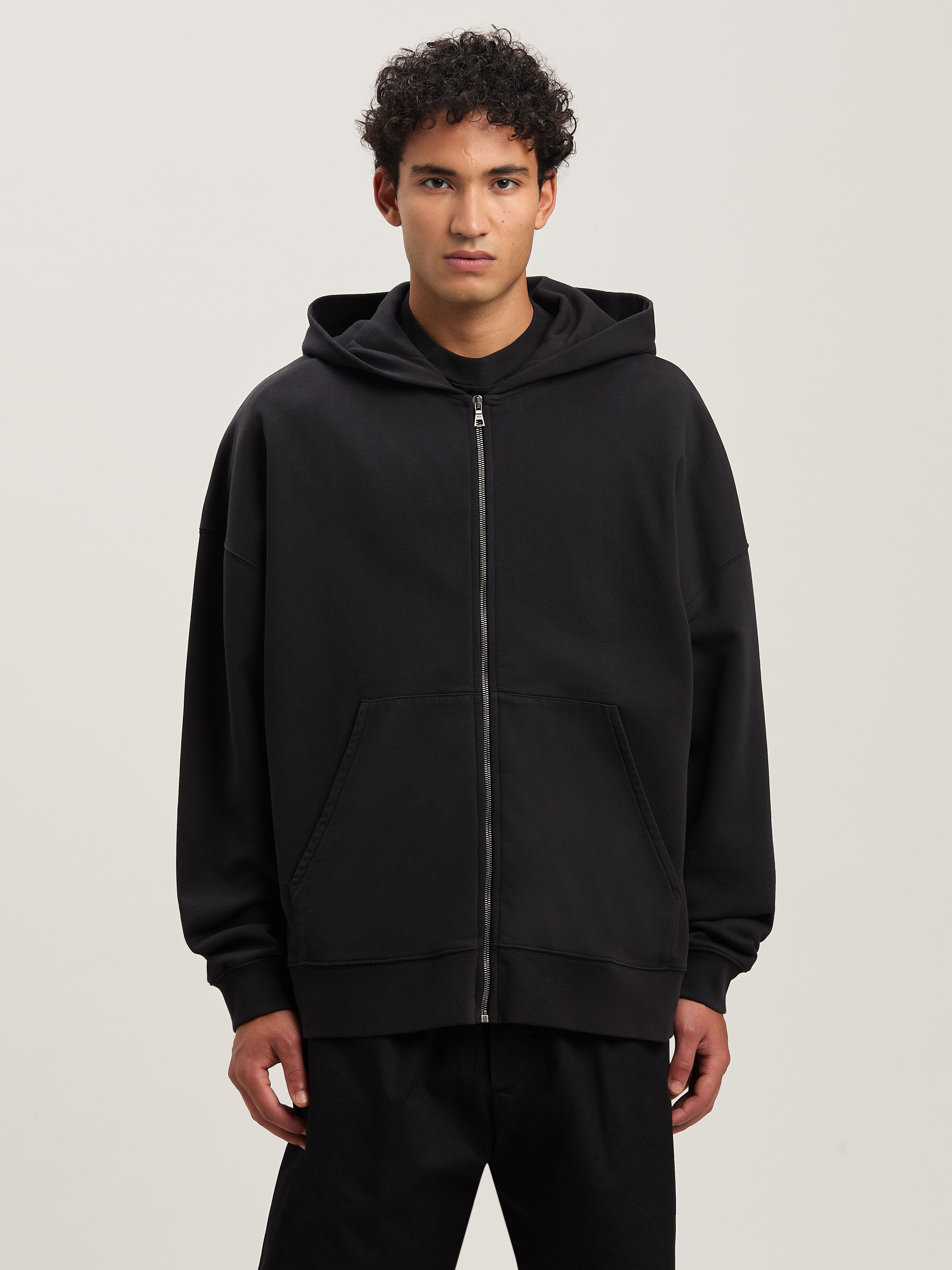 PALM ANGELS  Hoodie mit geschwungenem Logo und Reißverschluss BLACK - OFF WHITE PMBE016S25FLE003