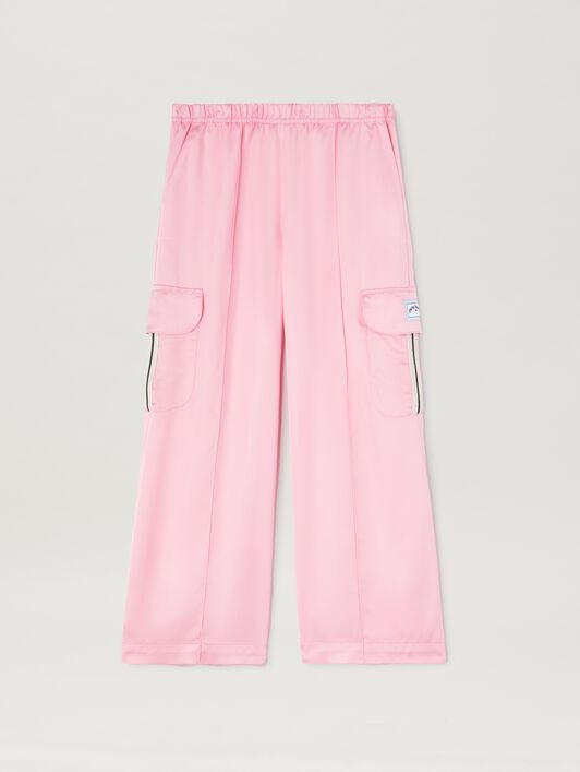 PALM ANGELS  Satiin Cargo Track Pants ROSE PINK SAND PGCF004S25FAB001
