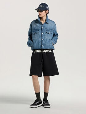 Waist Logo Sweatshorts PALM ANGELS Waist Logo Sweatshorts BLACK - OFF WHITE PAMCV01F26FL01