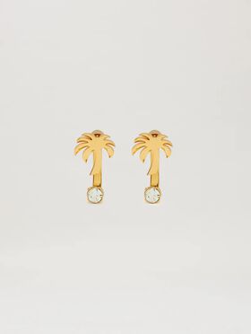 PALM ANGELS  Strass palm earrings GOLD - TRANSPARENT PWOD037S25MAT001