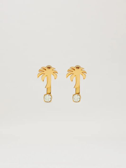 PALM ANGELS  Strass palm earrings GOLD - TRANSPARENT PWOD037S25MAT001