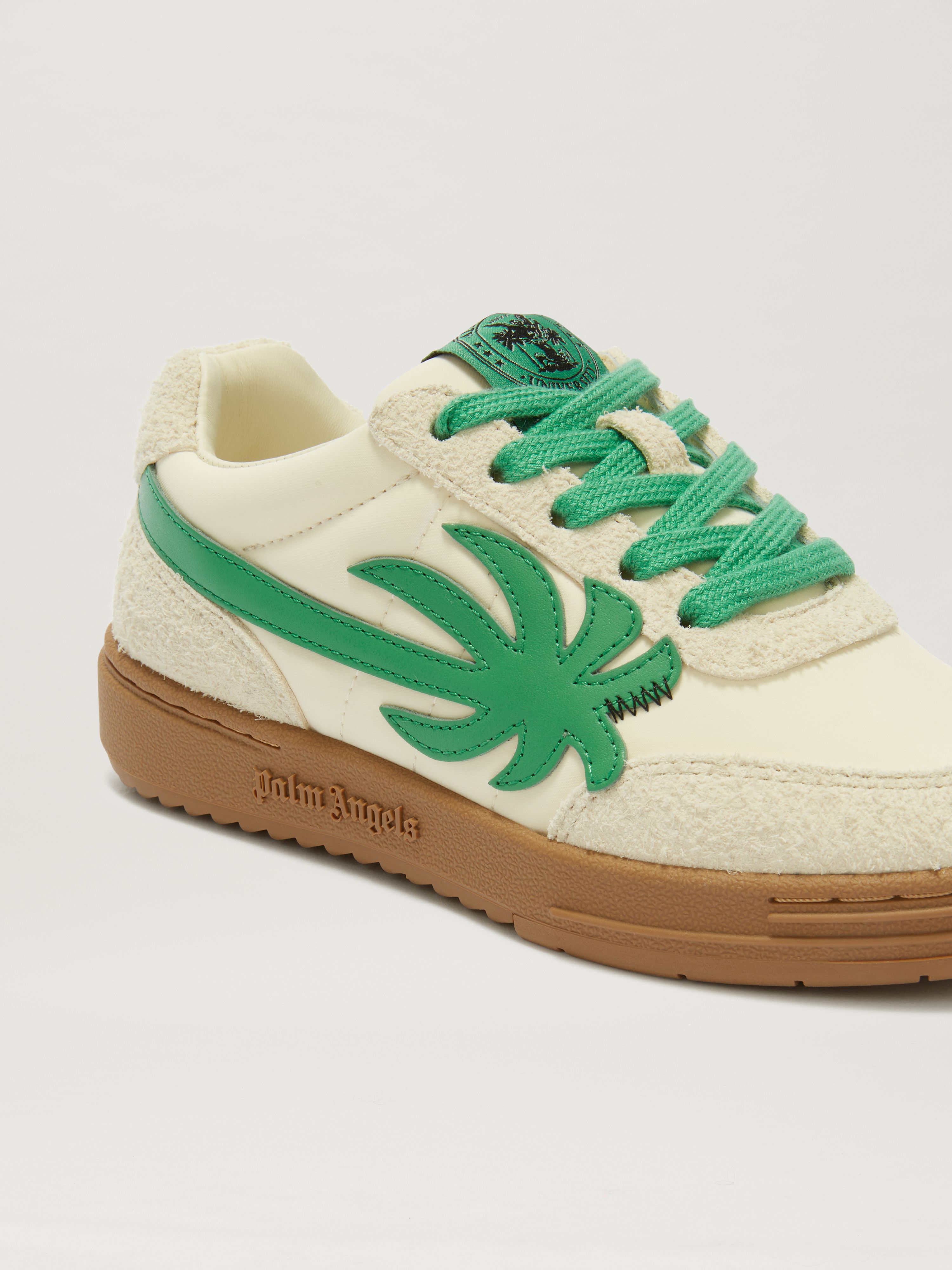 PALM ANGELS  Palm Beach University Sneakers BEIGE - GREEN PBIA015S25FAB001