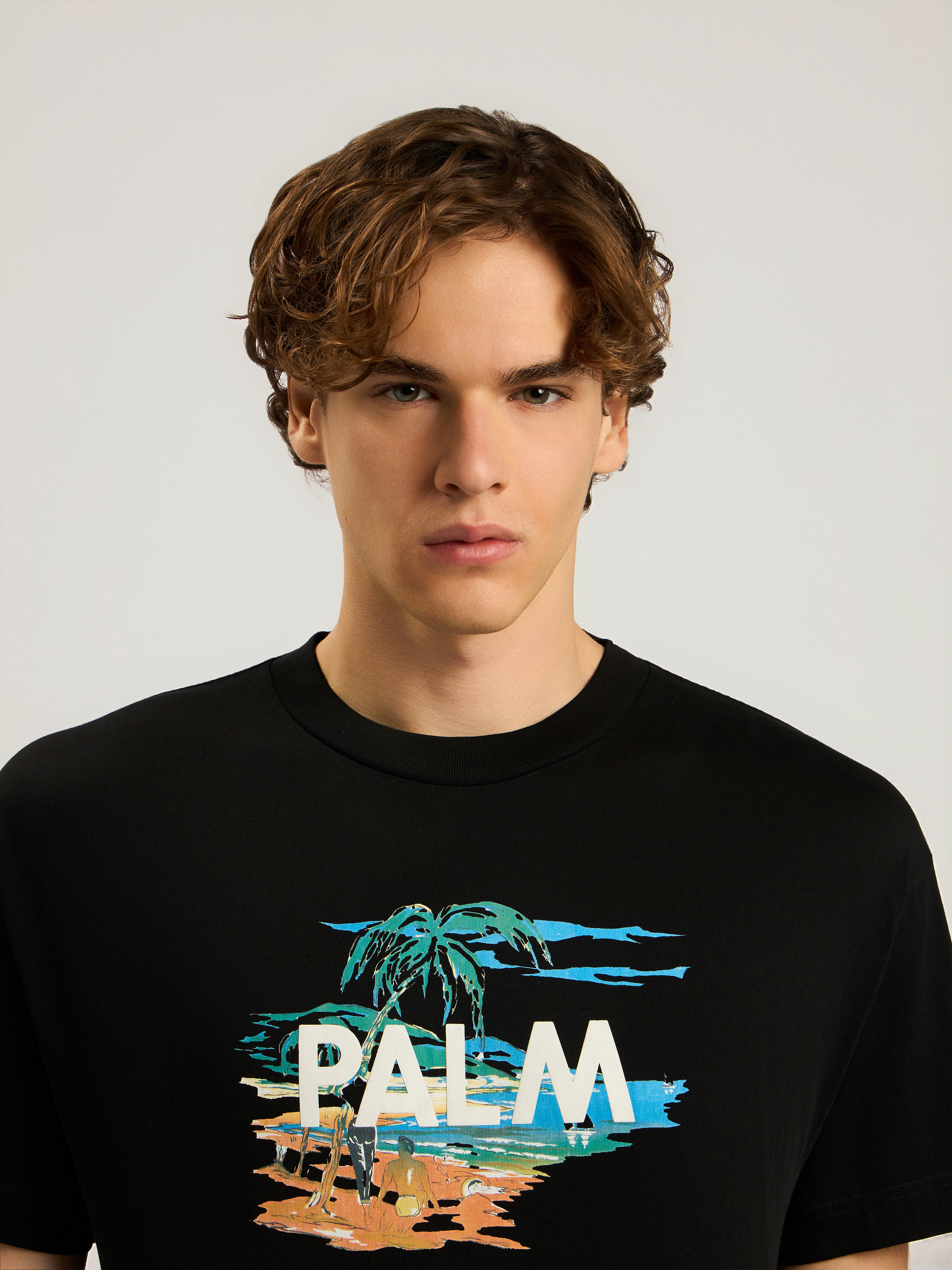 Palm Island Regular T-Shirt PALM ANGELS Palm Island Regular T-Shirt BLACK - MULTICOLOR PAMAA01F26JR04