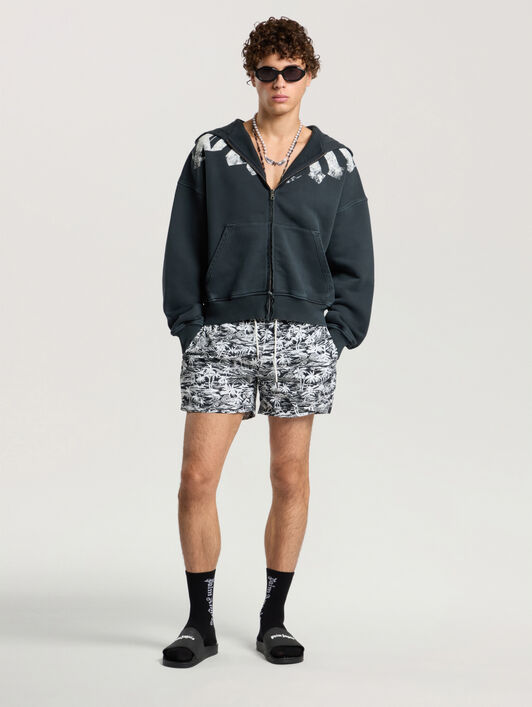 PALM ANGELS Big Neck Logo Zip Loose Hoodie BLACK - OFF WHITE PAMBE02F26FL01