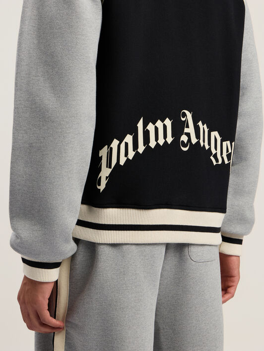 Curved Logo Track Varsity PALM ANGELS Curved Logo Track Varsity BLACK - GREY MELANGE PMEK013F25FLE001