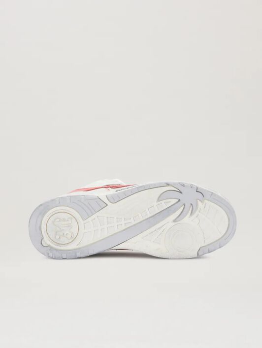 PALM ANGELS  Washed Venice Sneaker WHITE - CORAL RED PMIA101S25LEA002